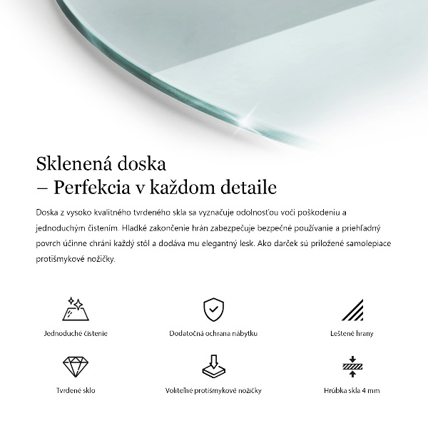 Okrúhla stolová doska priehľadná