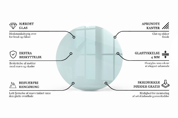 Okrúhla stolová doska priehľadná