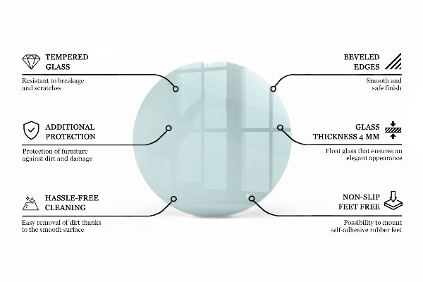 Okrúhla stolová doska priehľadná