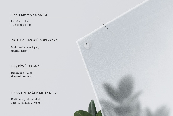 Obdĺžniková polopriehľadná sklenená doska na stôl