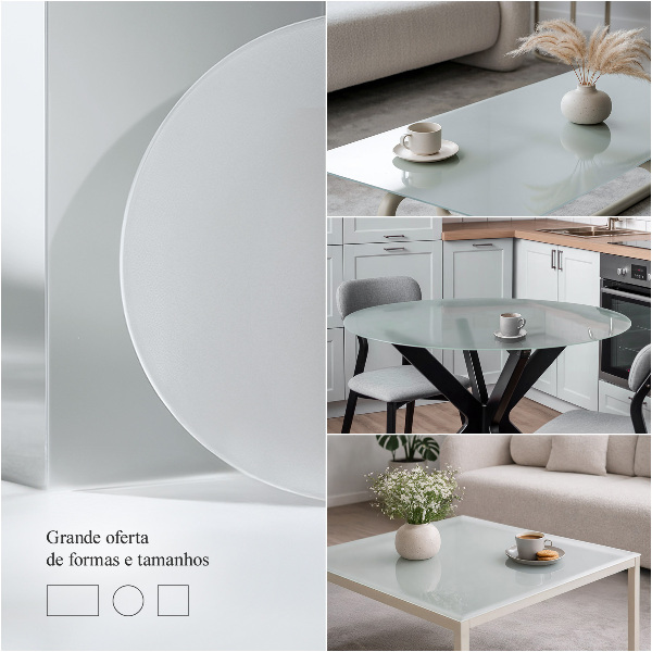 Obdĺžniková polopriehľadná sklenená doska na stôl