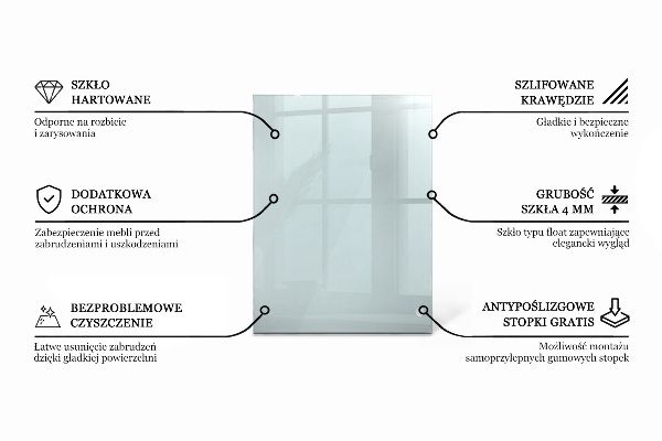Obdĺžniková stolová doska priehľadná