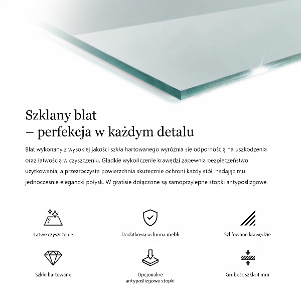 Obdĺžniková stolová doska priehľadná