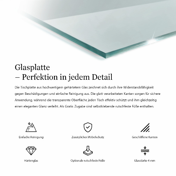 Obdĺžniková stolová doska priehľadná