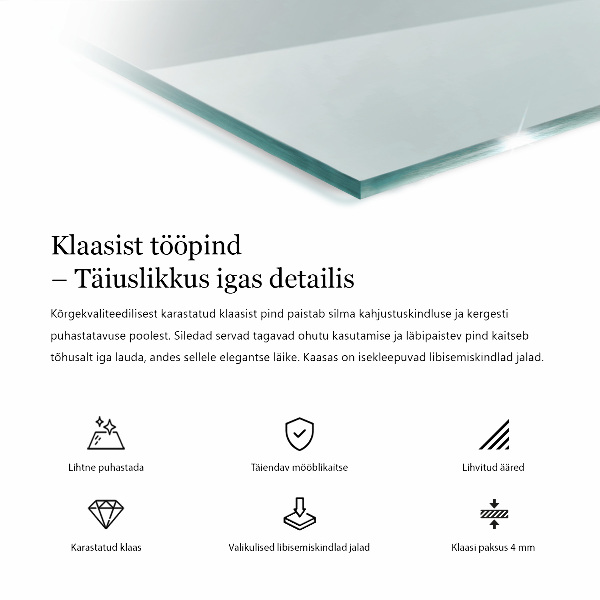 Obdĺžniková stolová doska priehľadná