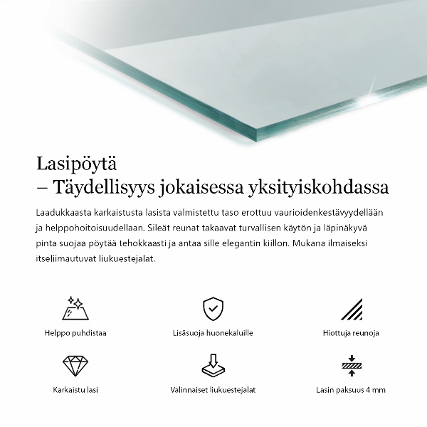 Obdĺžniková stolová doska priehľadná