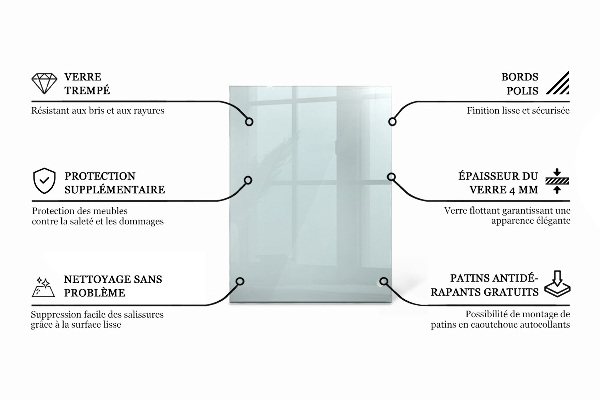 Obdĺžniková stolová doska priehľadná