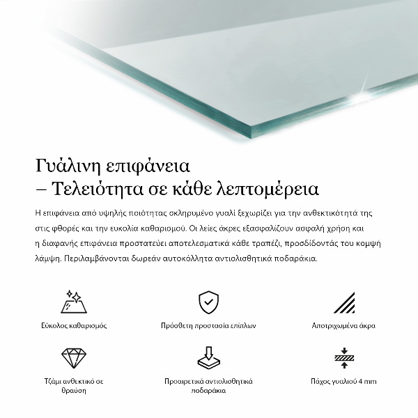 Obdĺžniková stolová doska priehľadná