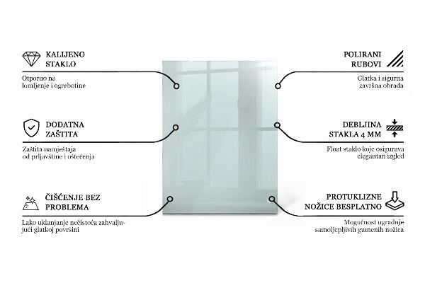Obdĺžniková stolová doska priehľadná