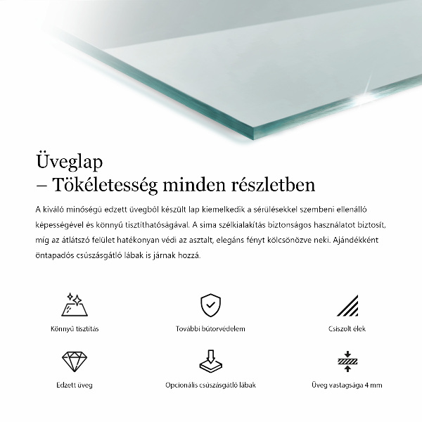 Obdĺžniková stolová doska priehľadná