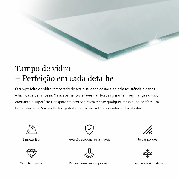 Obdĺžniková stolová doska priehľadná