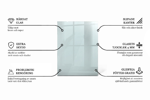 Obdĺžniková stolová doska priehľadná