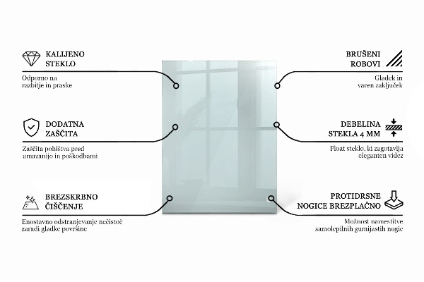 Obdĺžniková stolová doska priehľadná