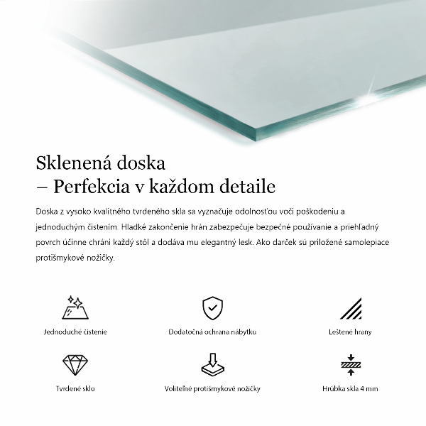 Obdĺžniková stolová doska priehľadná