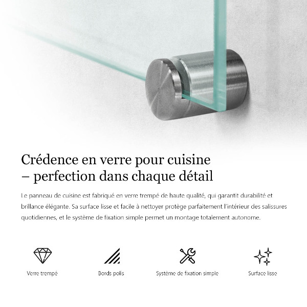 Transparentný sklenená zástena do kuchyne 100x70 cm