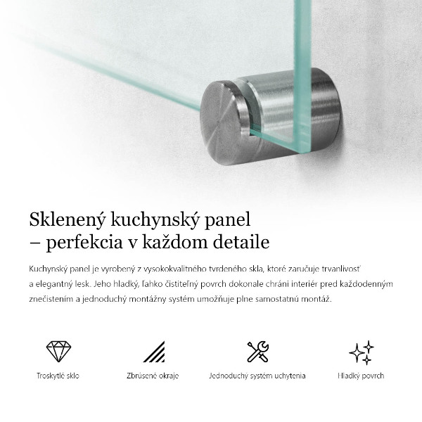 Transparentný sklenená zástena do kuchyne 100x70 cm