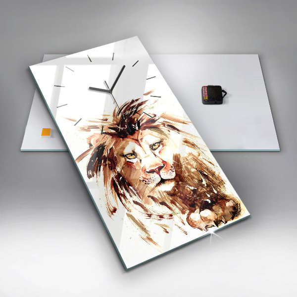 Vertikálne hodiny Ilustrácia hnedého leva