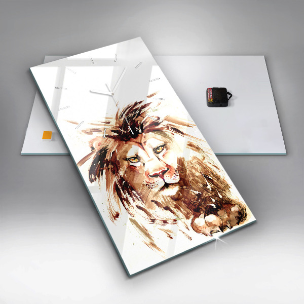 Vertikálne hodiny Ilustrácia hnedého leva