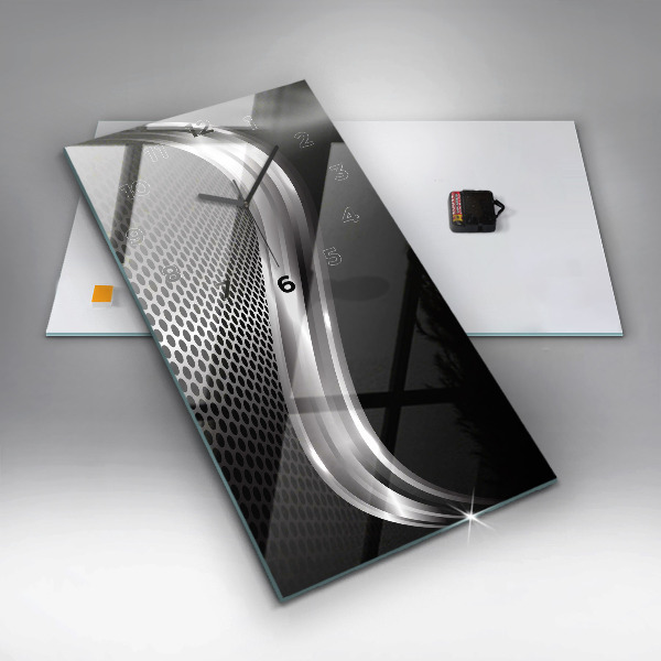 Vertikálne hodiny Black metalová abstrakcia