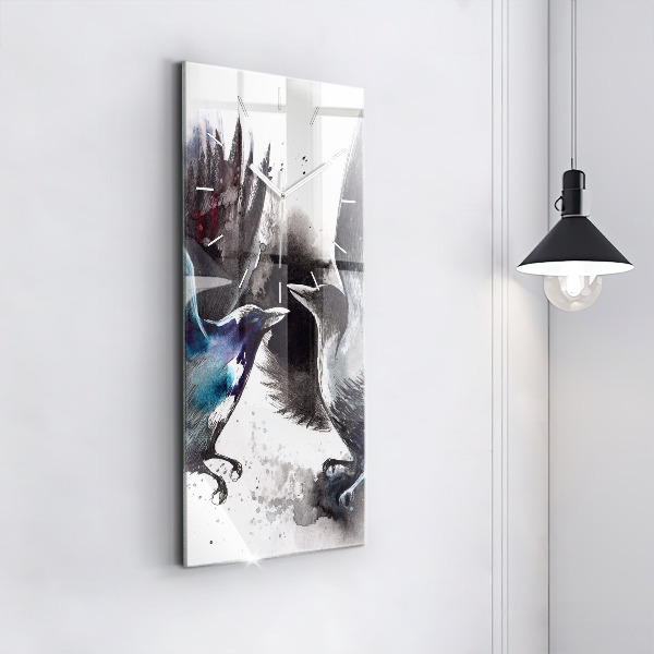 Vertikálne hodiny Maľované vtáky