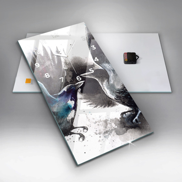 Vertikálne hodiny Maľované vtáky