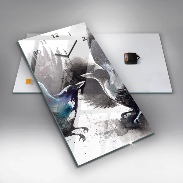 Vertikálne hodiny Maľované vtáky