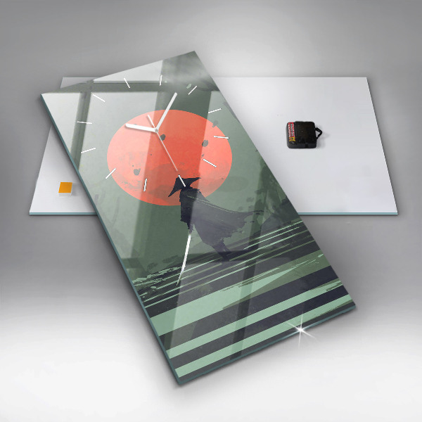 Vertikálne hodiny Samuraj v lese