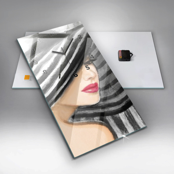 Vertikálne hodiny Žena v čiernej a bielej