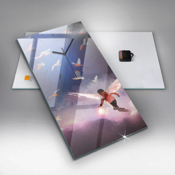 Vertikálne hodiny Chlapec s krídlami