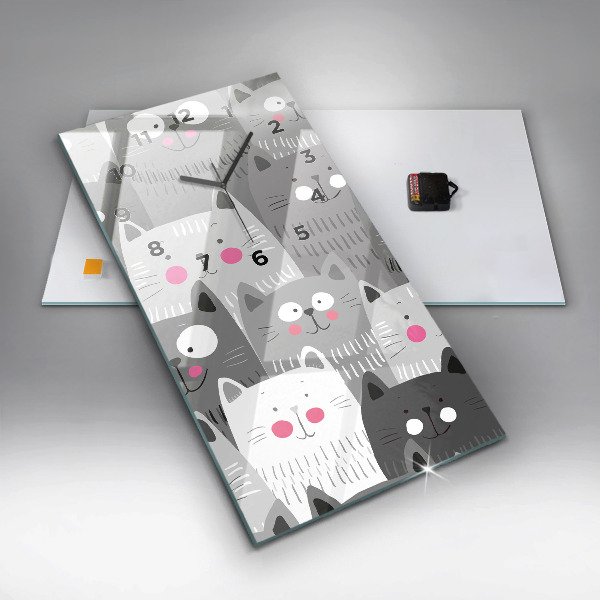 Vertikálne hodiny Bezšvový vzor s mačkami