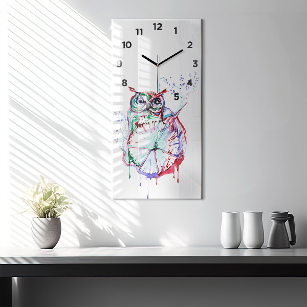 Vertikálne hodiny Ilustrácia sov a hodín