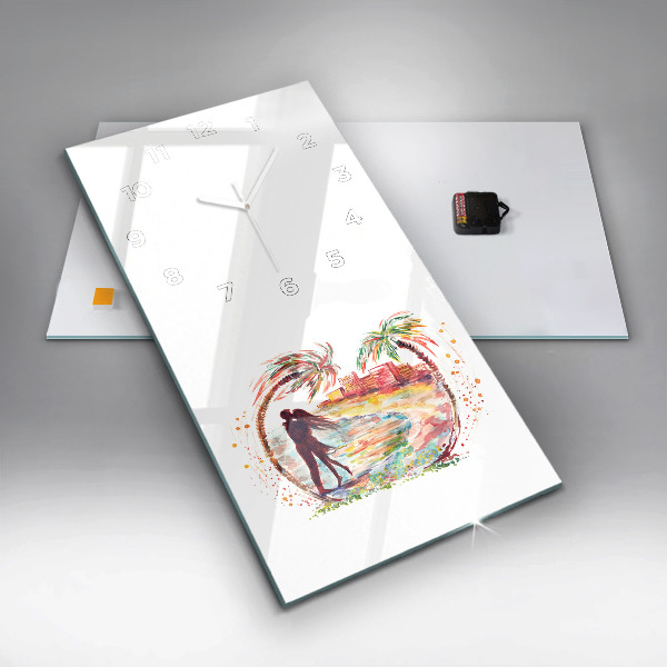 Vertikálne hodiny Akvarel Láska na Miami Beach