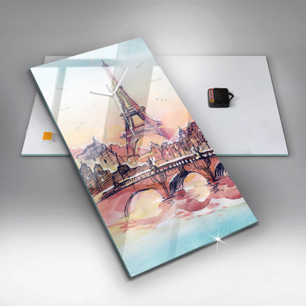 Vertikálne hodiny Maľovaná krajina Paríža