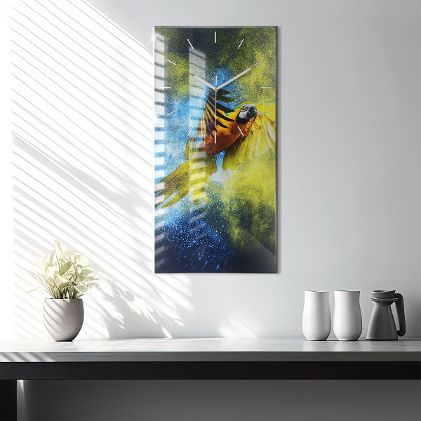 Vertikálne hodiny Farebný papagáj