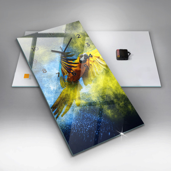 Vertikálne hodiny Farebný papagáj