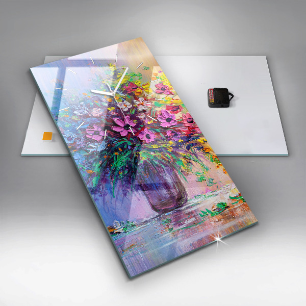 Vertikálne hodiny Kvety vo váze