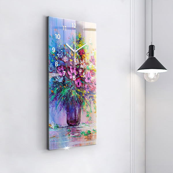 Vertikálne hodiny Kvety vo váze