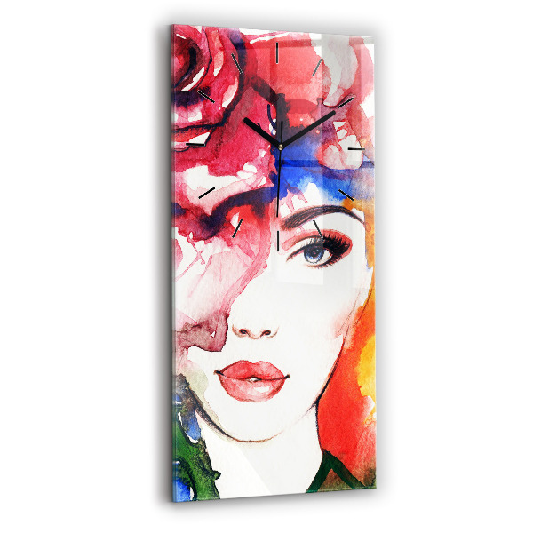 Vertikálne hodiny Farebný portrét ženy
