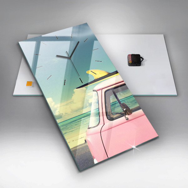 Vertikálne hodiny Auto so surfom