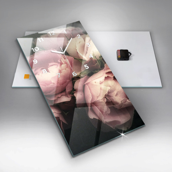 Vertikálne hodiny Kytica ružových ruží