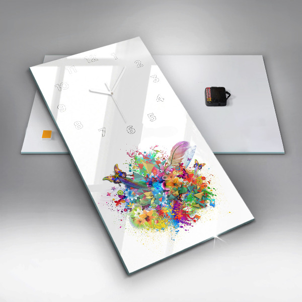 Vertikálne hodiny Kvetinová harmónia s motýľmi