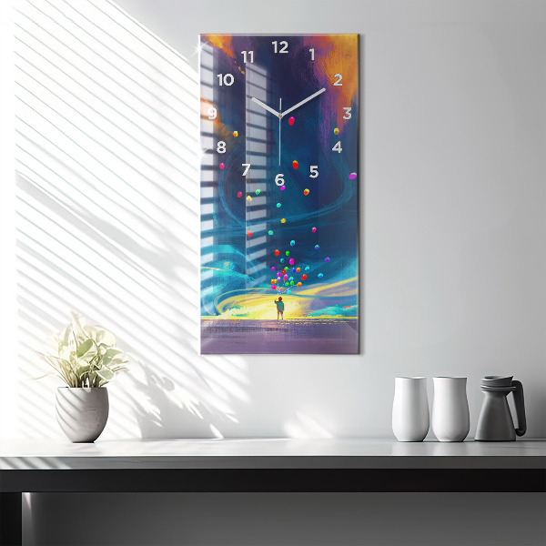 Vertikálne hodiny Dieťa a balóny