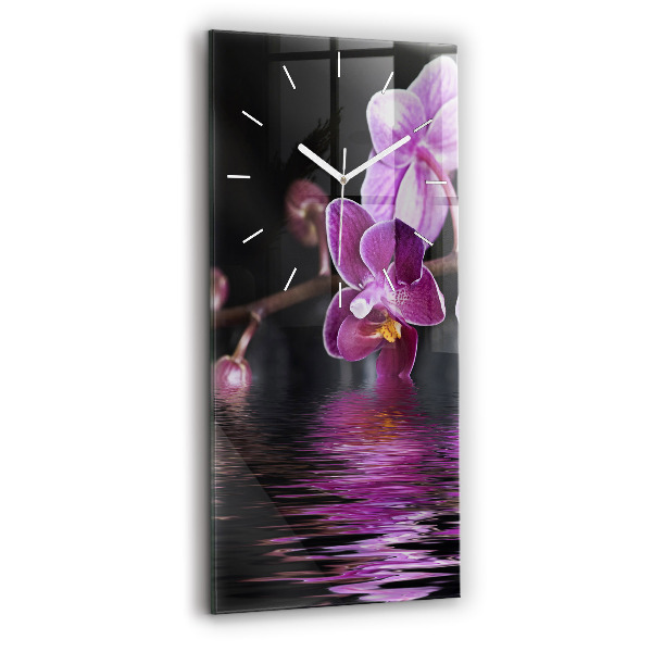 Vertikálne hodiny Kvet orchidey na vode
