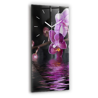 Vertikálne hodiny Kvet orchidey na vode
