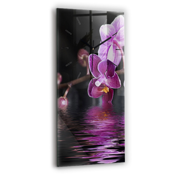 Vertikálne hodiny Kvet orchidey na vode
