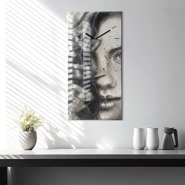 Vertikálne hodiny Maľovaný portrét