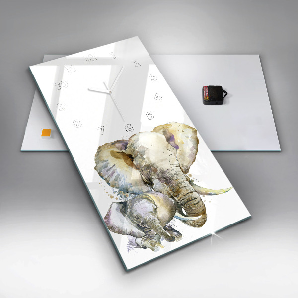 Vertikálne hodiny Maľované zvieratá slonov