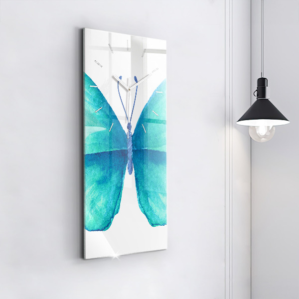 Vertikálne hodiny Tyrkysový letný motýľ
