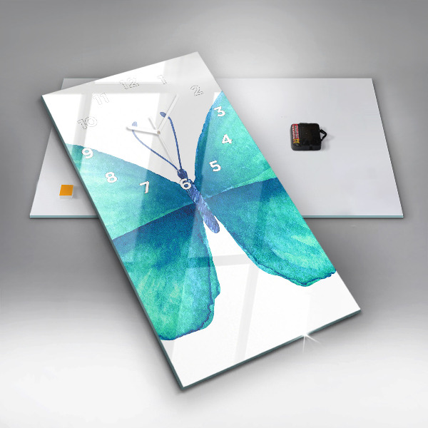 Vertikálne hodiny Tyrkysový letný motýľ
