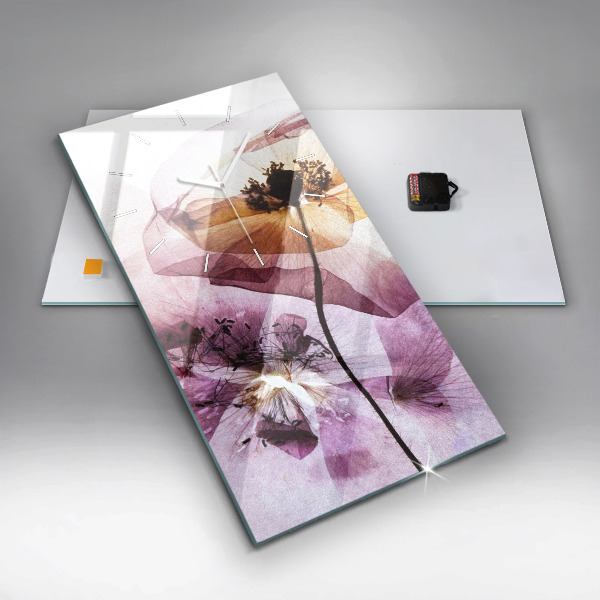 Vertikálne hodiny Suché kvety maku